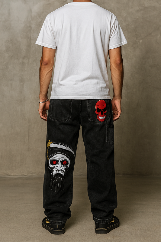 Men'S Y2K Streetwear Faux Denim