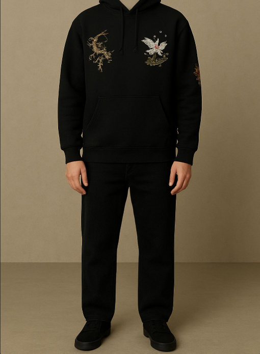 Y2K-Inspired Black Hoodie